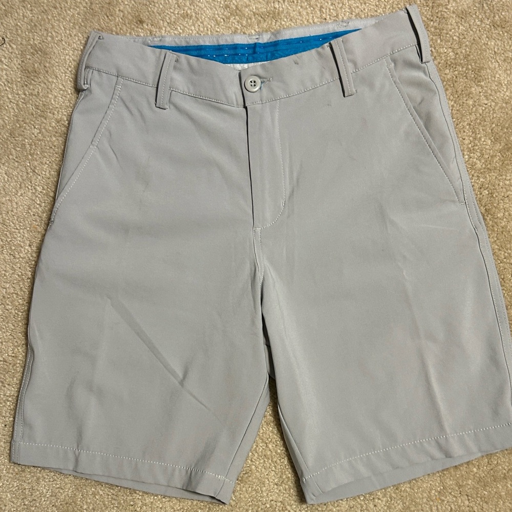 Men's Light Gray Flat Front Performance Shorts